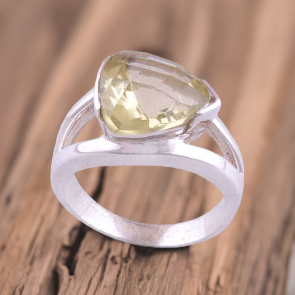 Natural Lemon Quartz Gemstone Rings In 925 Sterling Silver Jewelry 925SR3468