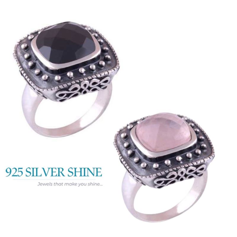 925 Sterling Silver Rings In Black Onyx Gemstone Jewelry 925SR3472_1