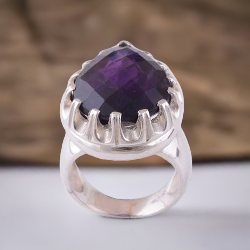February Birthstone Amethyst Silver Rings 925SR3475
