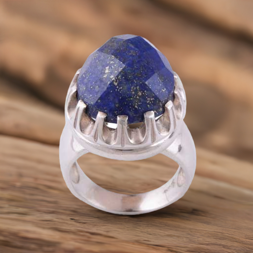 925 Sterling Silver Handmade Rings In Lapis Lazuli Gemstone Jewelry 925SR3477