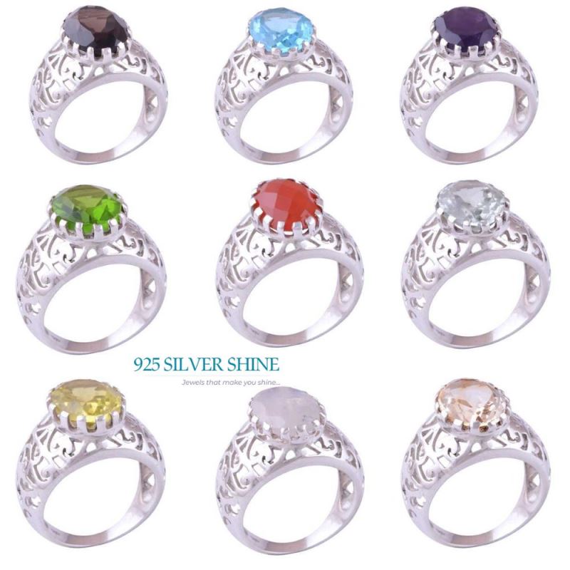 Filigree Design Sterling Silver Citrine Rings 925SR3481_2