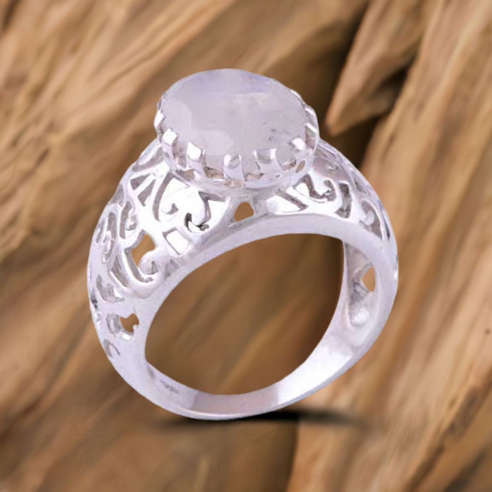 925 Sterling Silver Handmade Rings In Rainbow Moonstone Jewelry 925SR3489
