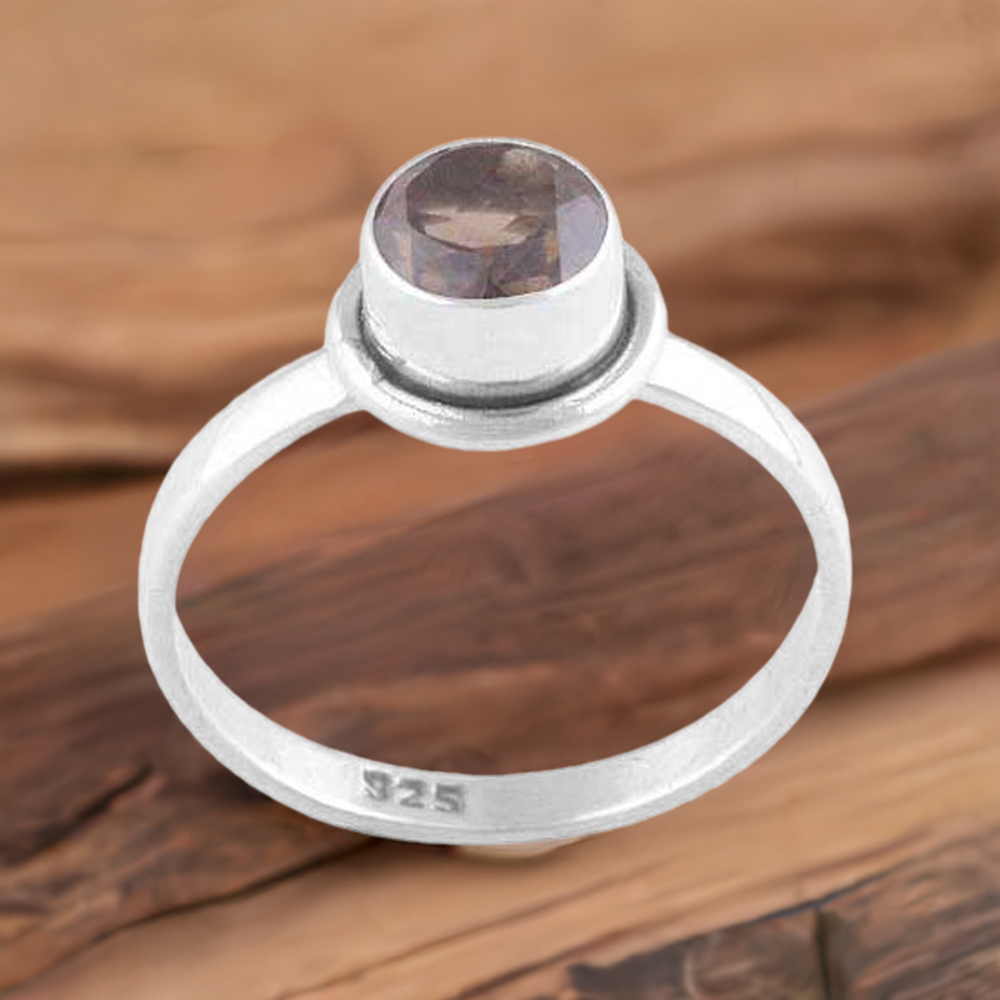 925 Sterling Silver Handmade Rings In Smoky Quartz Gemstone Jewelry 925SR3495