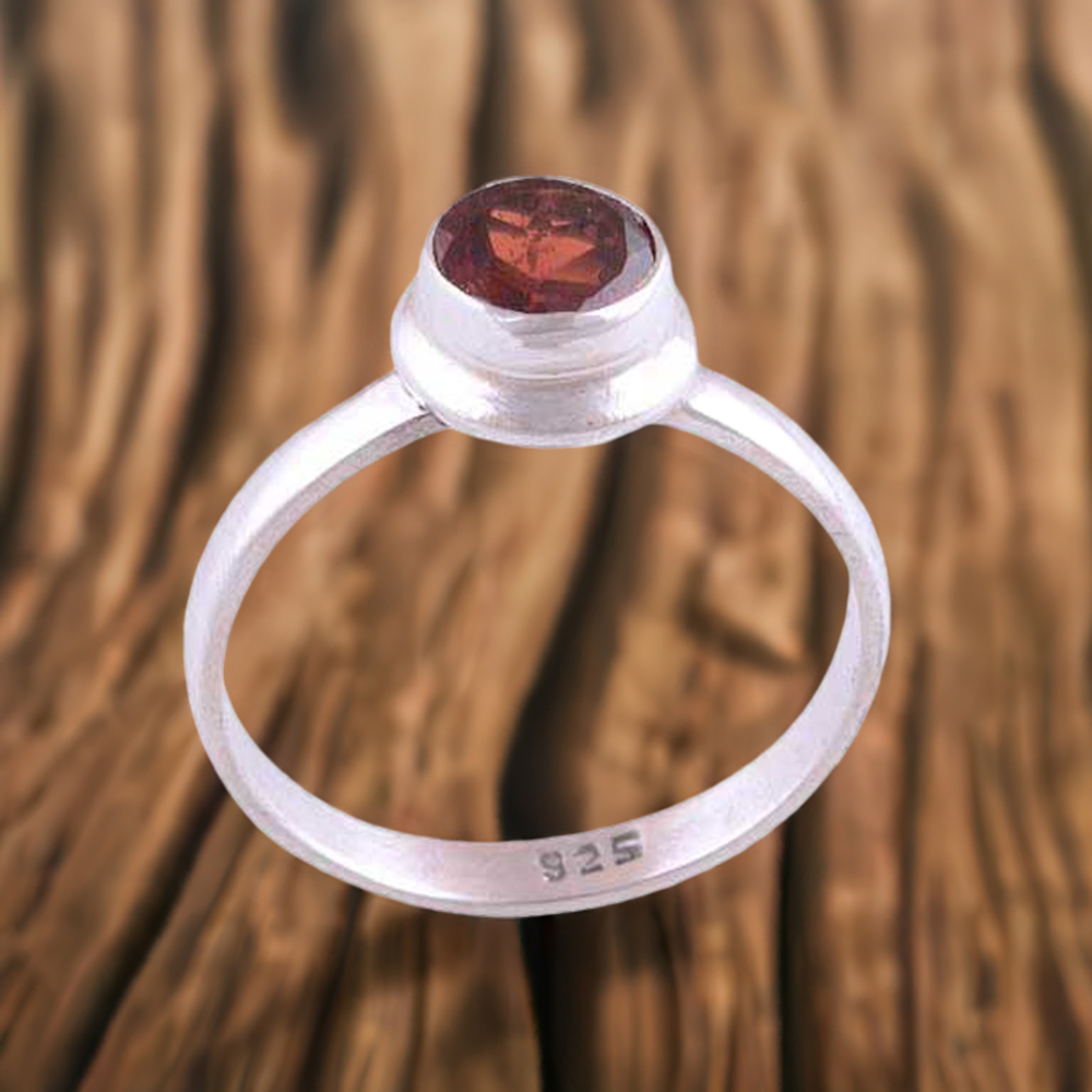Handmade Garnet Gemstone Sterling Silver Rings 925SR3499