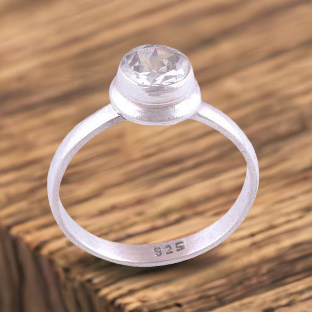 925 Sterling Silver Handmade Rings In Crystal Gemstone Jewelry 925SR3504