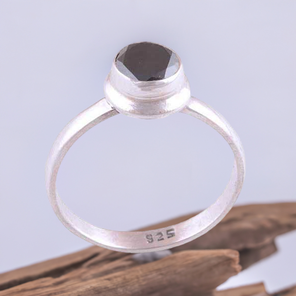 925 Sterling Silver Rings In Natural Black Onyx Gemstone 925SR3505
