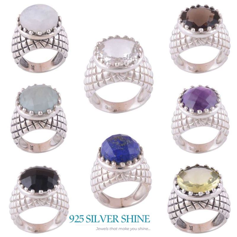925 Sterling Silver Rings In Genuine Smoky Quartz Gemstone 925SR3507_2