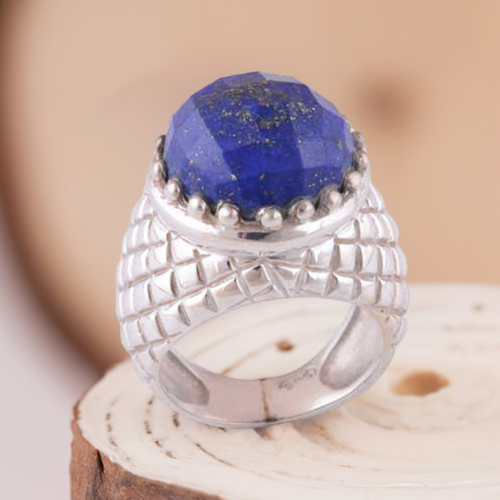 Solid 925 Silver Rings In Semi Precious Lapis Lazuli Gemstone 925SR3509