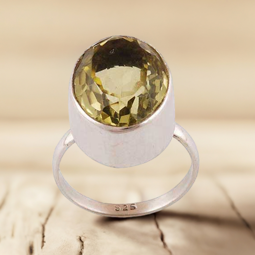 Natural Citrine Cut Stone 925 Silver Rings 925SR3524