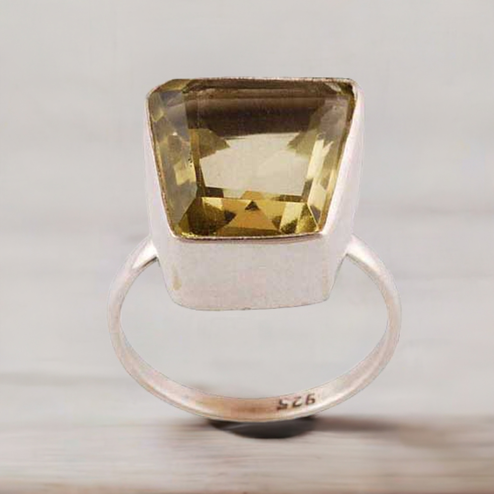 Citrine Gemstone Silver Women's Anniversary Rings 925SR3526