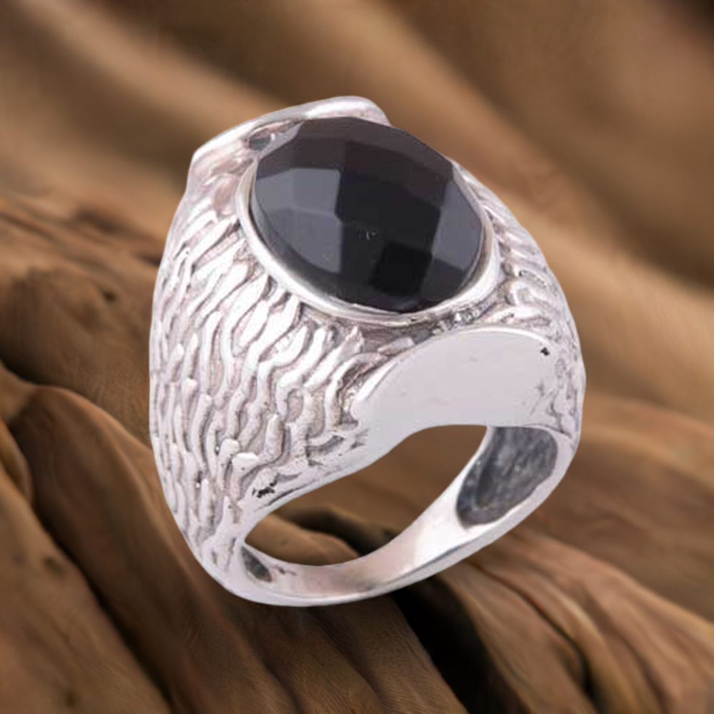 925 Sterling Silver Rings In Semi Precious Black Onyx Gemstone 925SR3530