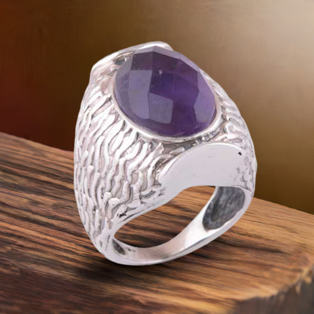 Sterling Silver Amethyst Weddings Rings 925SR3531