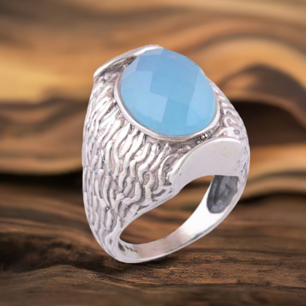 925 Sterling Silver Rings In Genuine Chalcedony Gemstone 925SR3534
