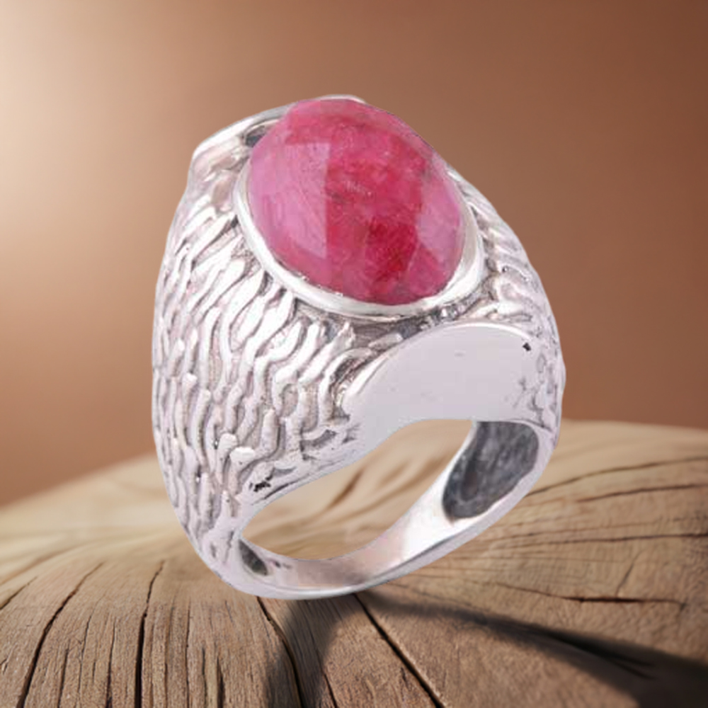 925 Sterling Silver Rings In Semi Precious Dyed Ruby Gemstone 925SR3536