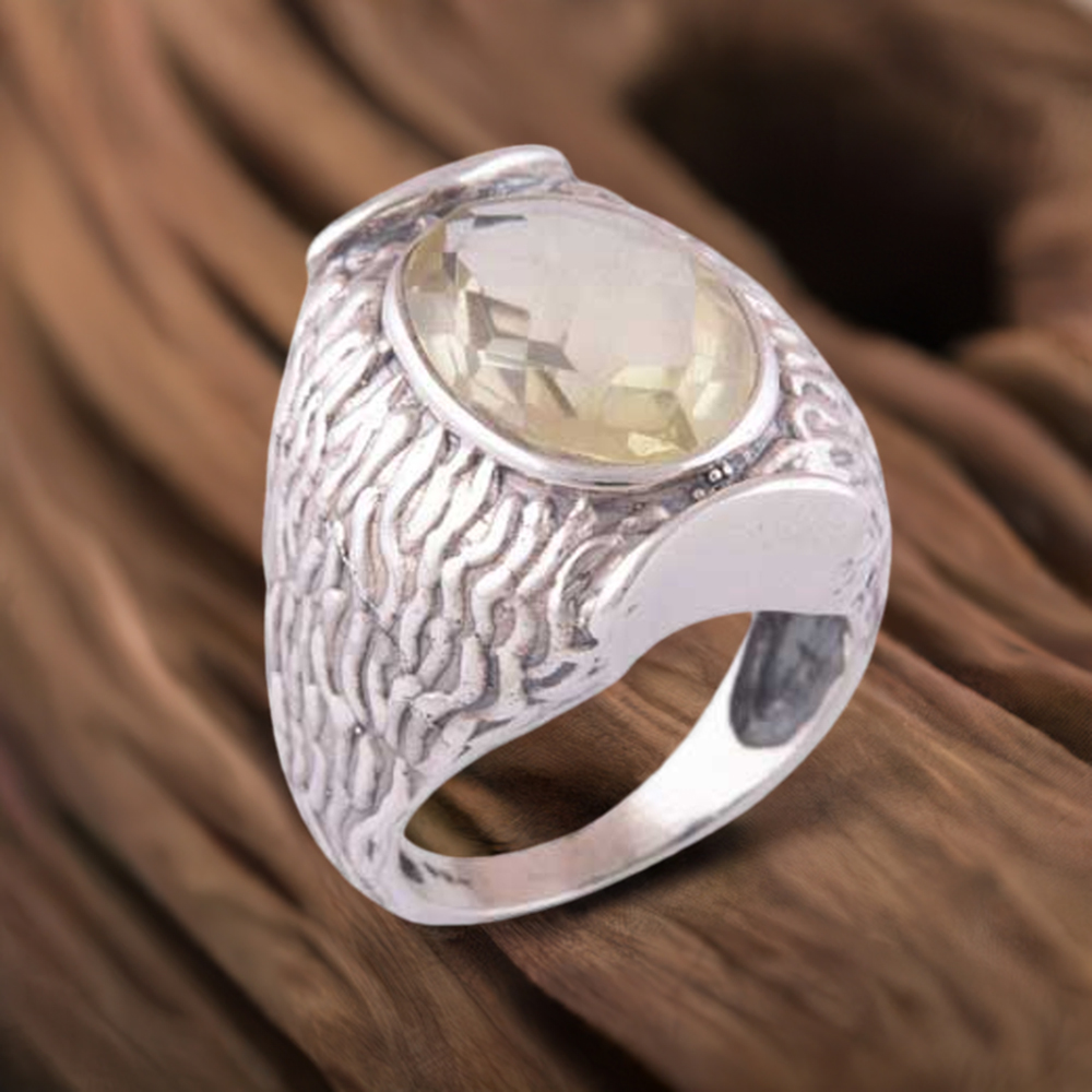 Semi Precious Lemon Quartz Gemstone Rings In 925 Sterling Silver Jewelry 925SR3539