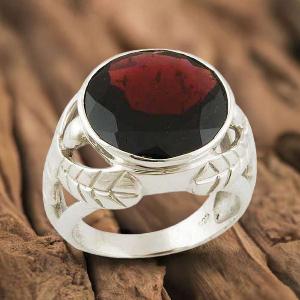 Red Garnet Birthstone Sterling Silver Rings Jewelry 925SR3544