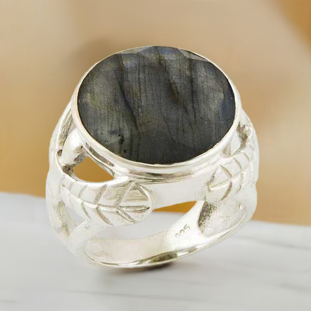 Semi Precious Labradorite Gemstone Rings In 925 Sterling Silver Jewelry 925SR3545