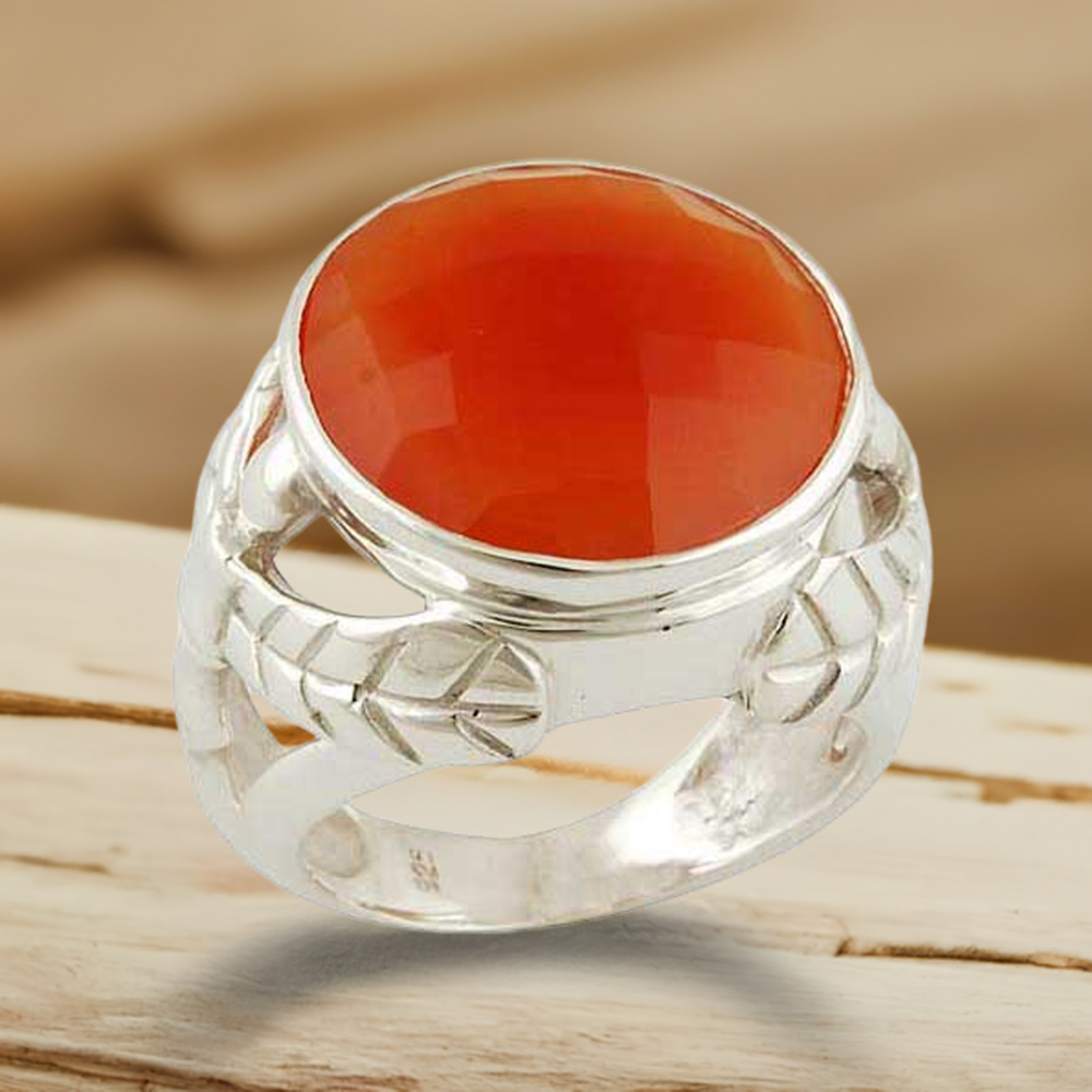 Genuine Carnelian Gemstone Rings In 925 Sterling Silver Jewelry 925SR3549