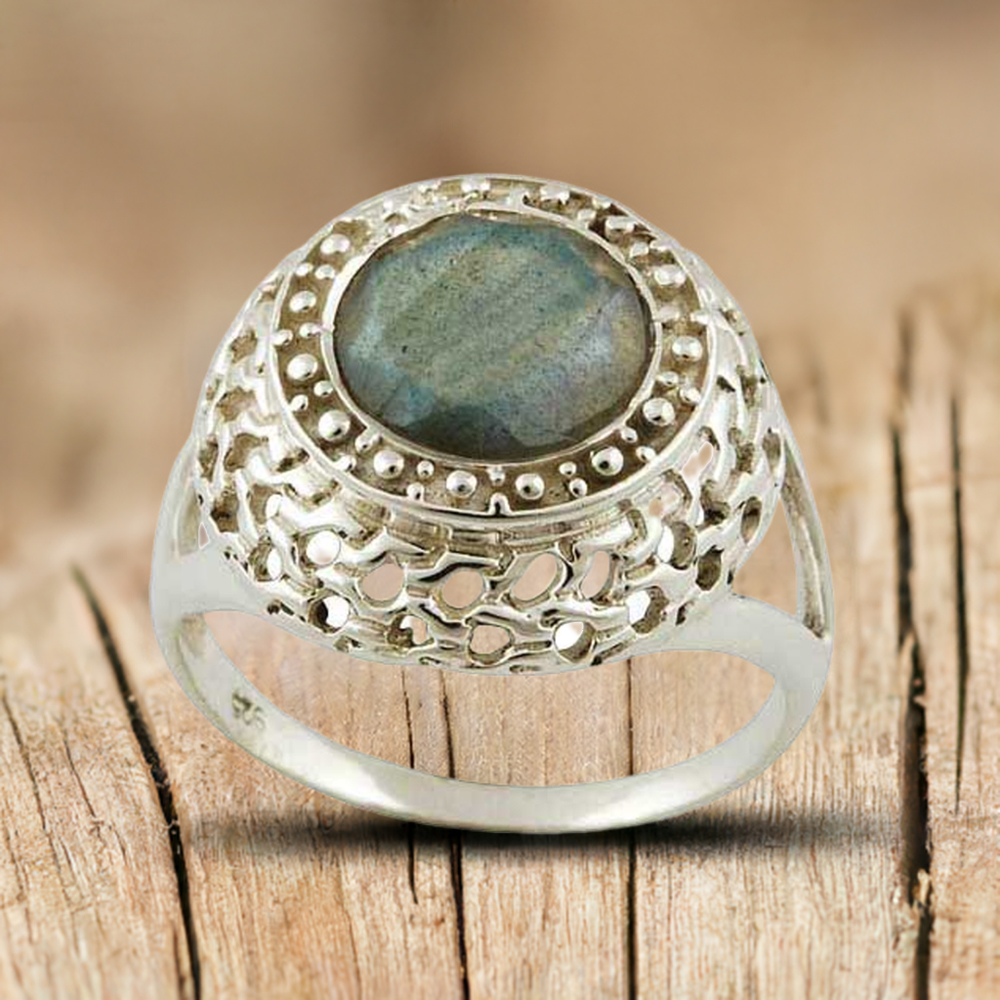 925 Sterling Silver Handmade Rings In Labradorite Gemstone Jewelry 925SR3557