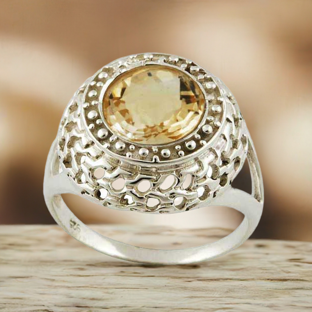 Stunning Citrine Gemstone Sterling Silver Rings 925SR3559