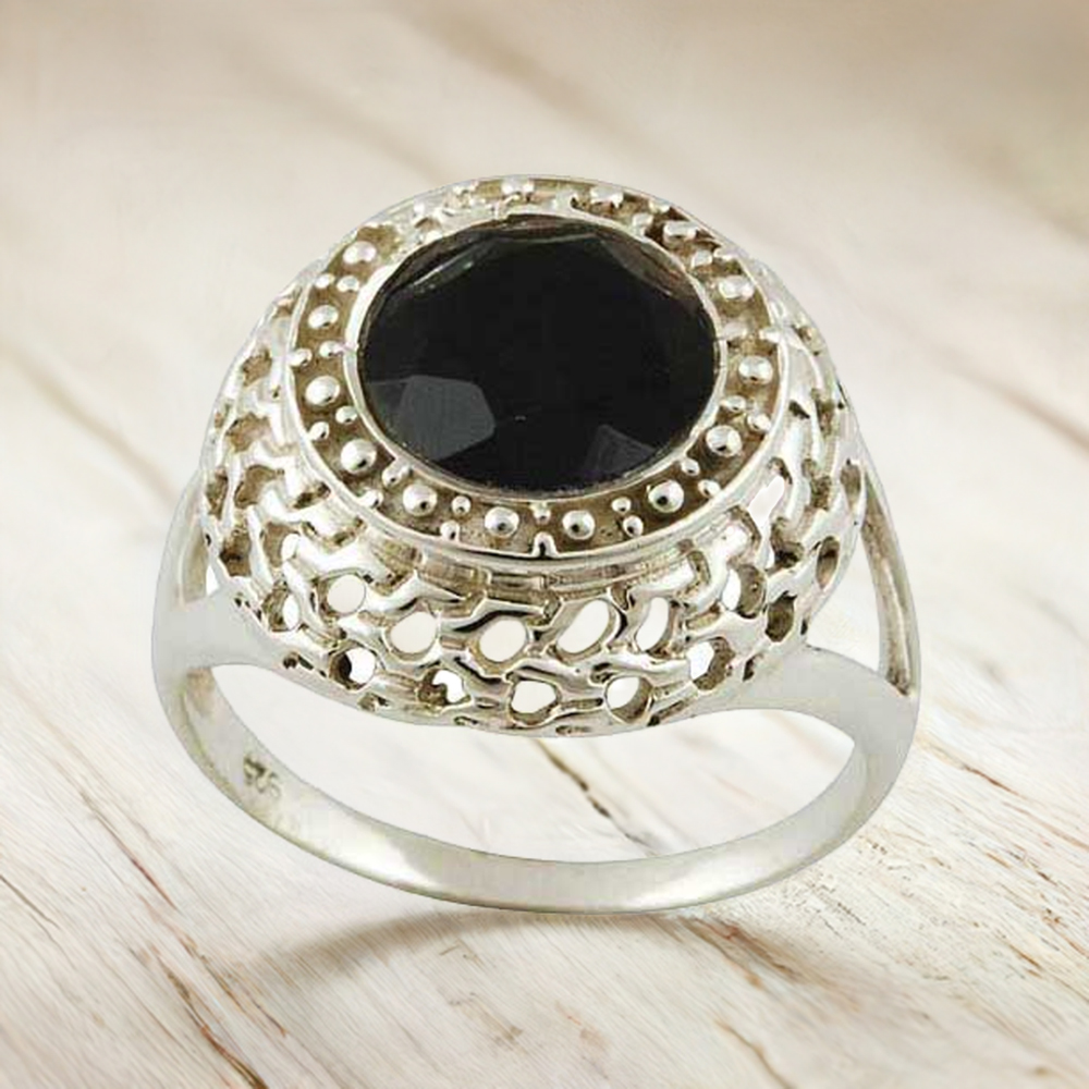 925 Sterling Silver Rings In Black Onyx Gemstone Jewelry 925SR3563