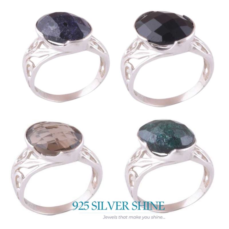 925 Sterling Silver Rings In Black Onyx Gemstone Jewelry 925SR3570_1