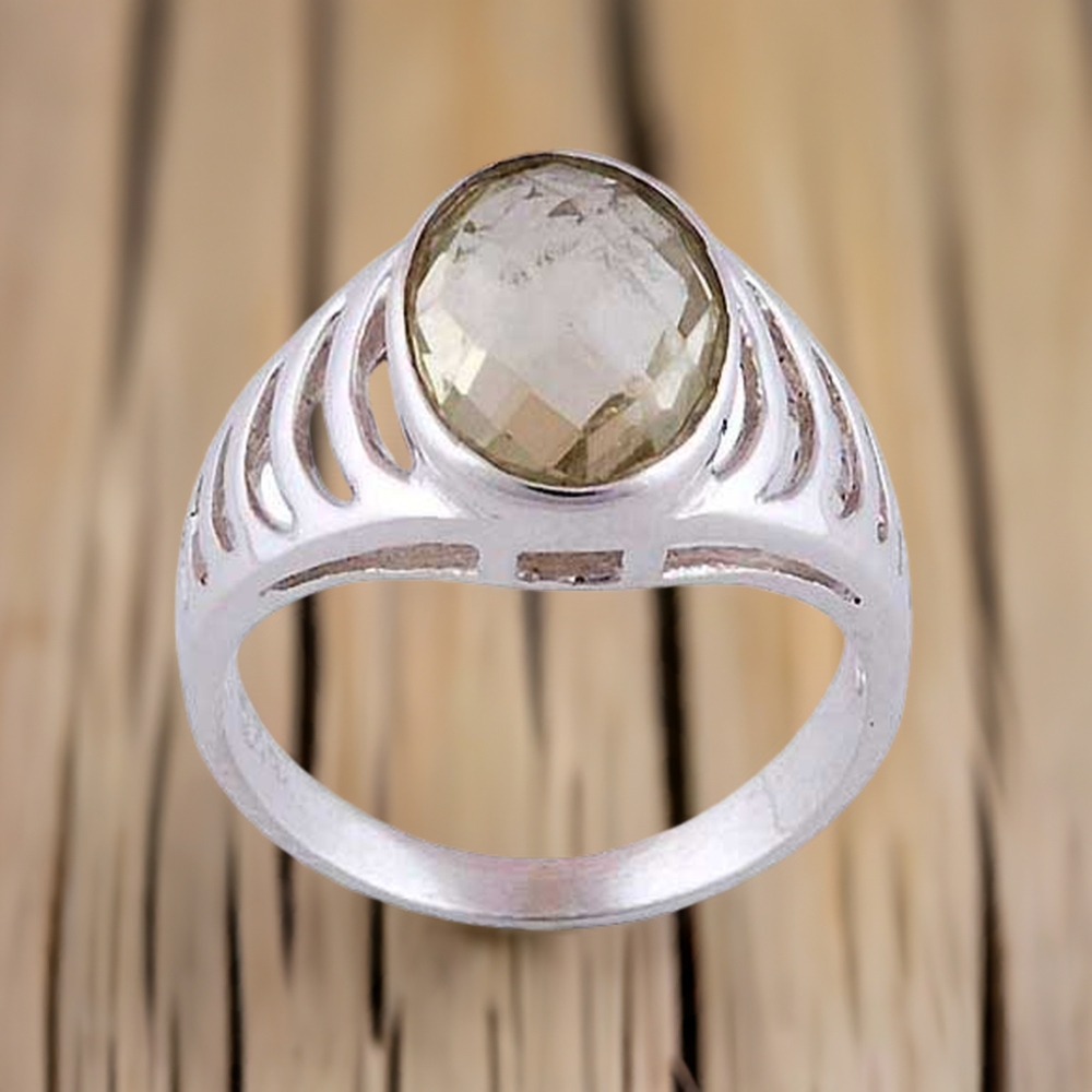 925 Sterling Silver Handmade Rings In Lemon Topaz Gemstone Jewelry 925SR3574