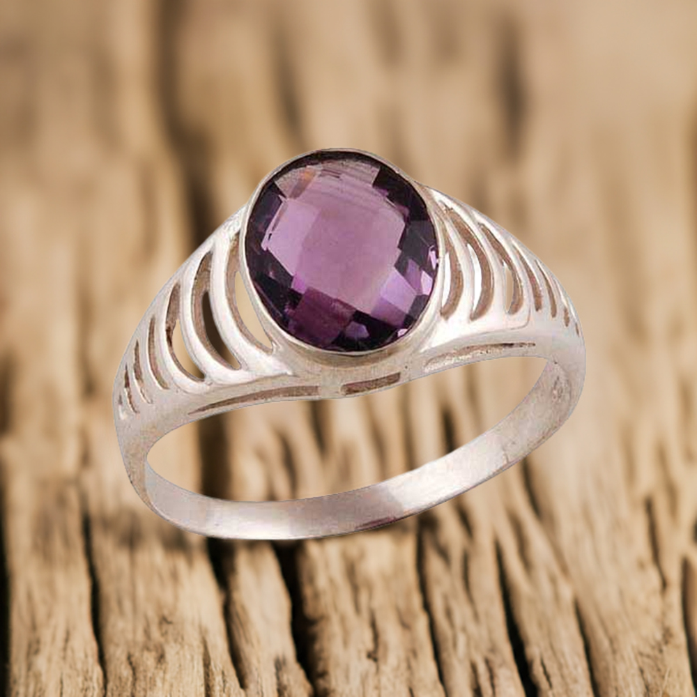Wedding Sterling Silver Amethyst Rings 925SR3576