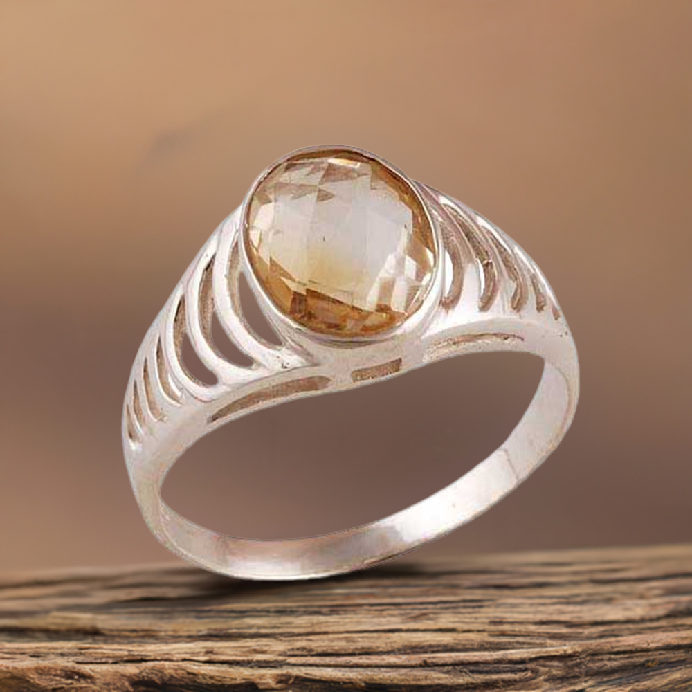 925 Sterling Silver Citrine November Birthstone Rings 925SR3577