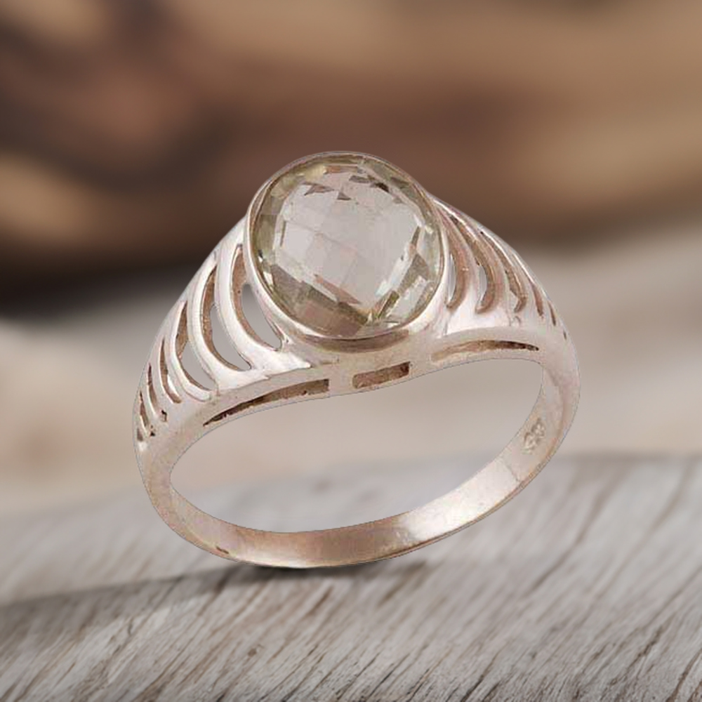 Green Amethyst Sterling Silver Rings 925SR3579