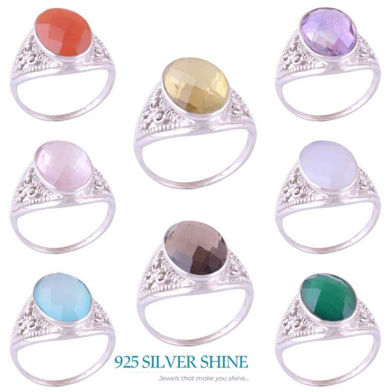 Solid 925 Silver Rings In Semi Precious Rose Quartz Gemstone 925SR3588_1