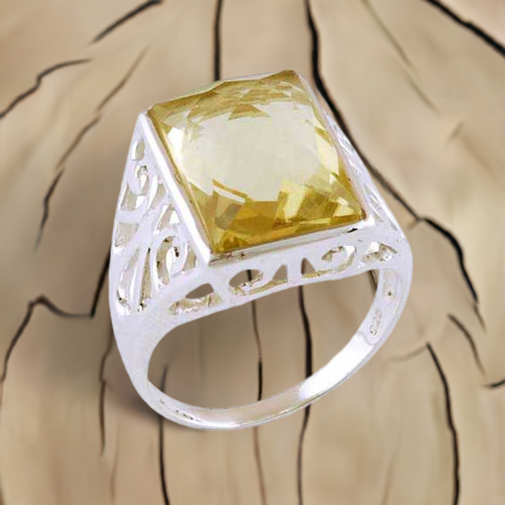 Sterling Silver Citrine Gemstone Wedding Rings 925SR3592