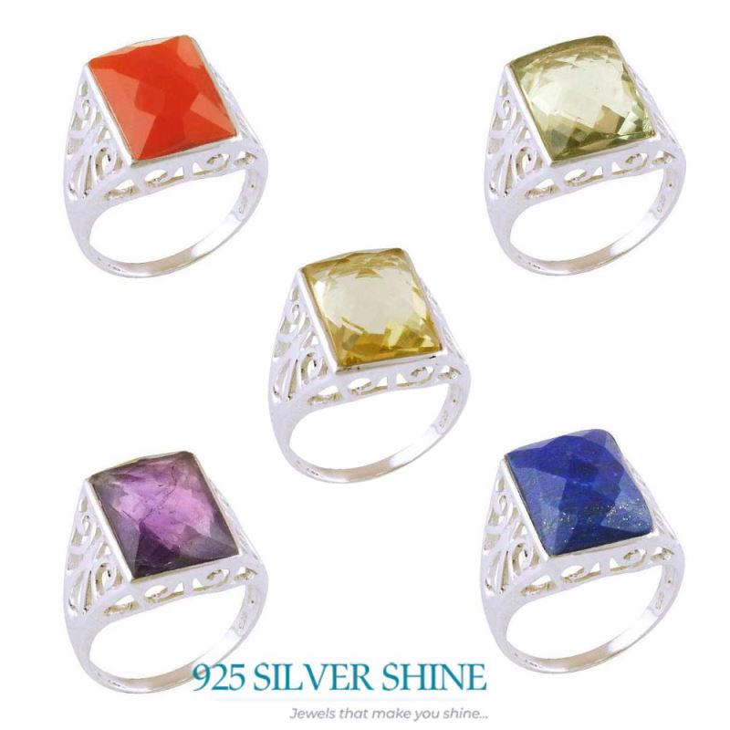 Semi Precious Carnelian Gemstone Rings In 925 Sterling Silver 925SR3594_2