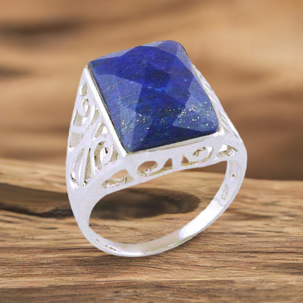 Genuine Lapis Lazuli Gemstone Rings In 925 Sterling Silver 925SR3595