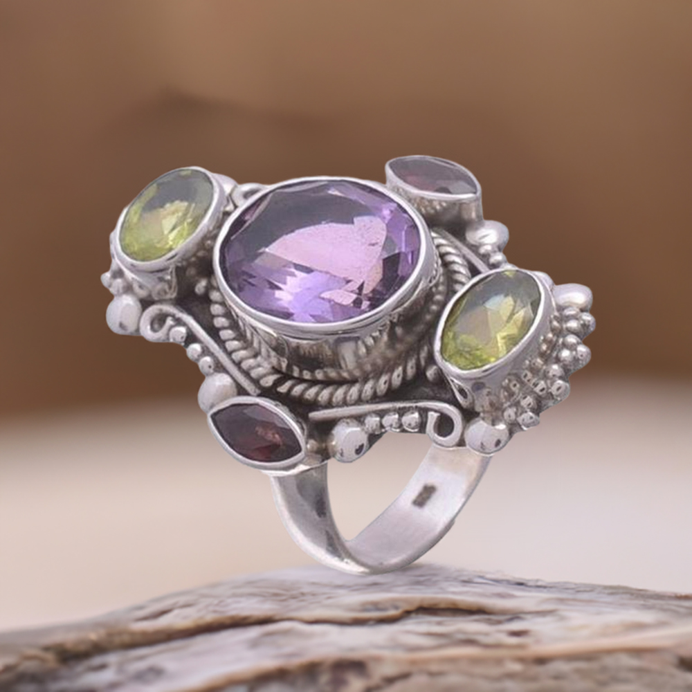 925 Sterling Silver Rings In Multi Gemstone Jewelry 925SR3647