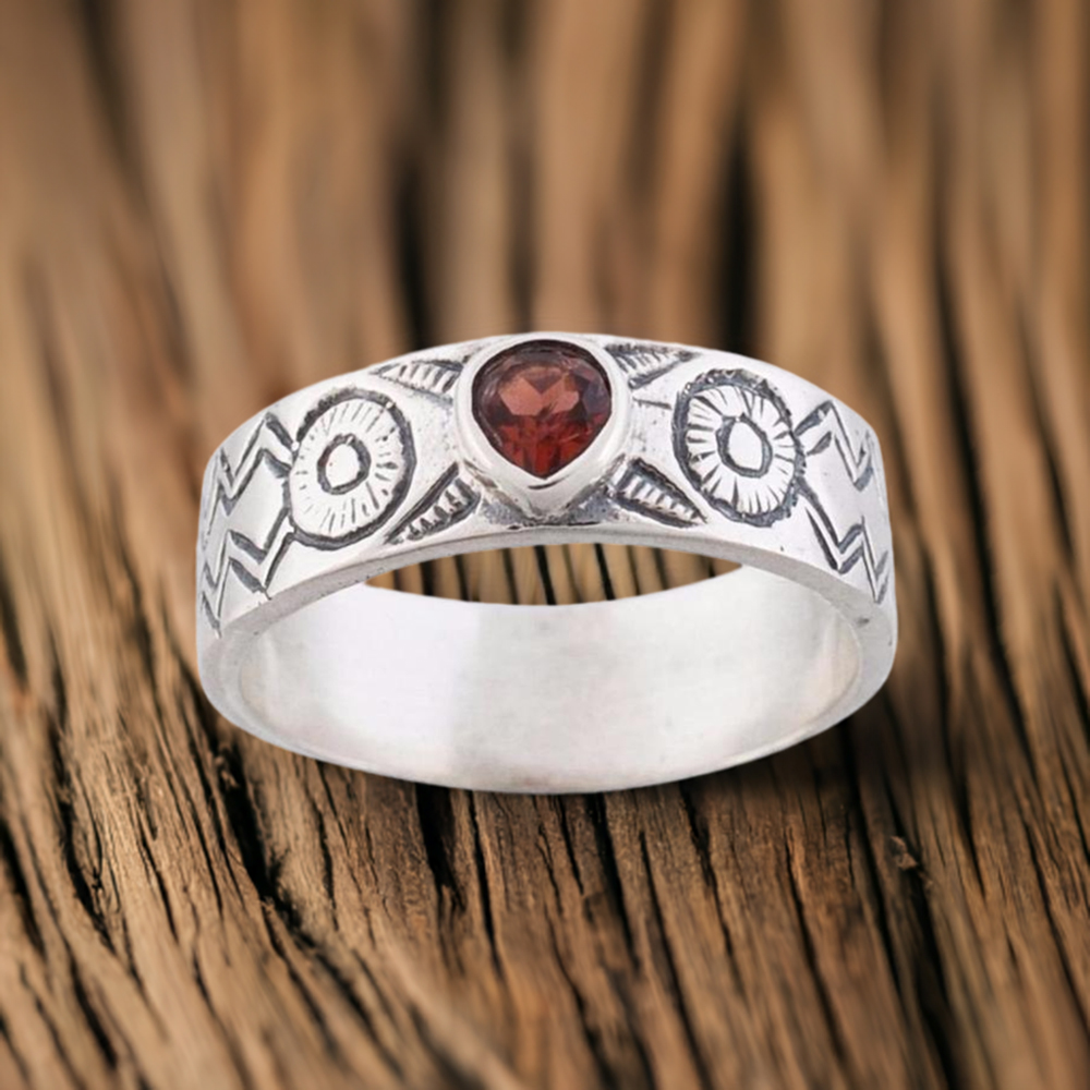 Handmade Garnet Sterling Silver Engagement Rings 925SR3648