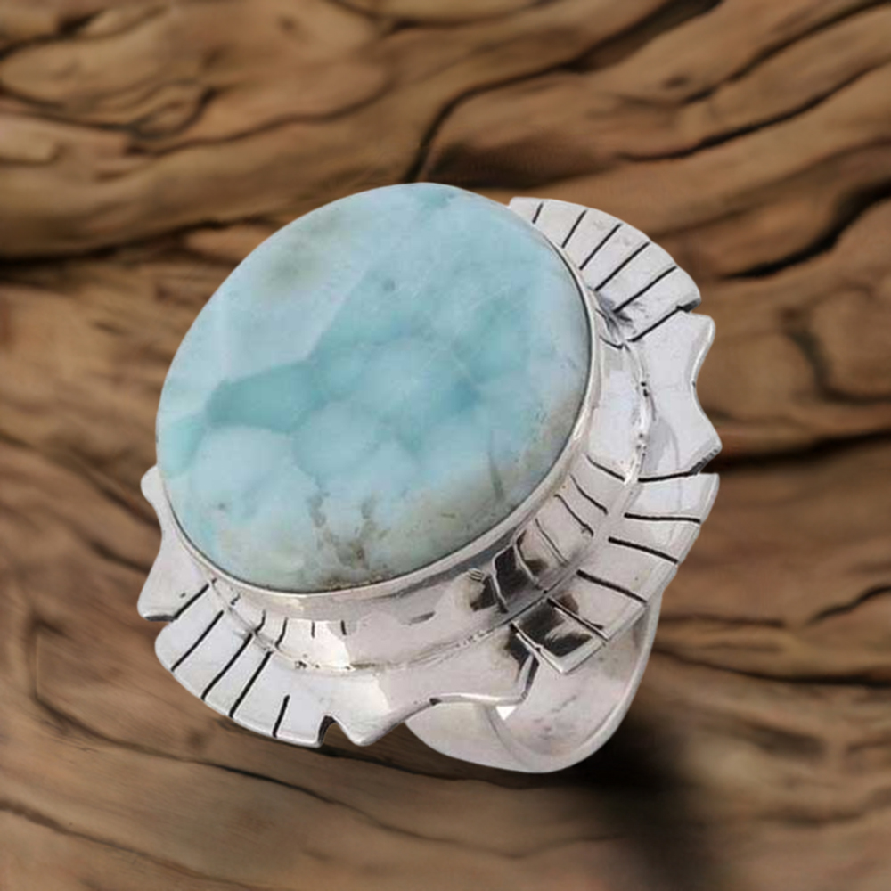 Larimar 925 Sterling Silver Handmade Stud Earrings Jewelry - order Crystal Healing Meditation