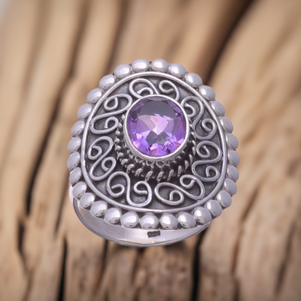Sterling Silver Amethyst Rings Design 925SR3652