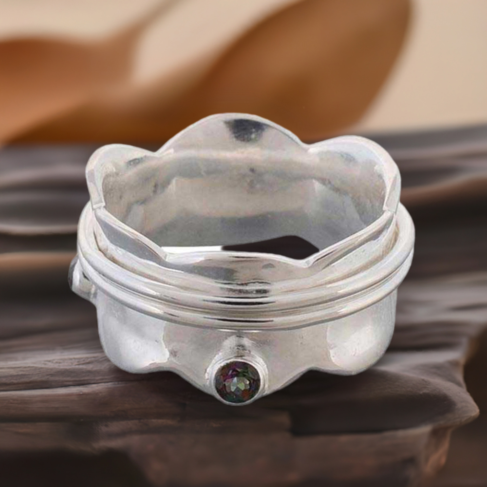 Solid 925 Silver Rings In Natural Mystic Topaz Gemstone 925SR3665