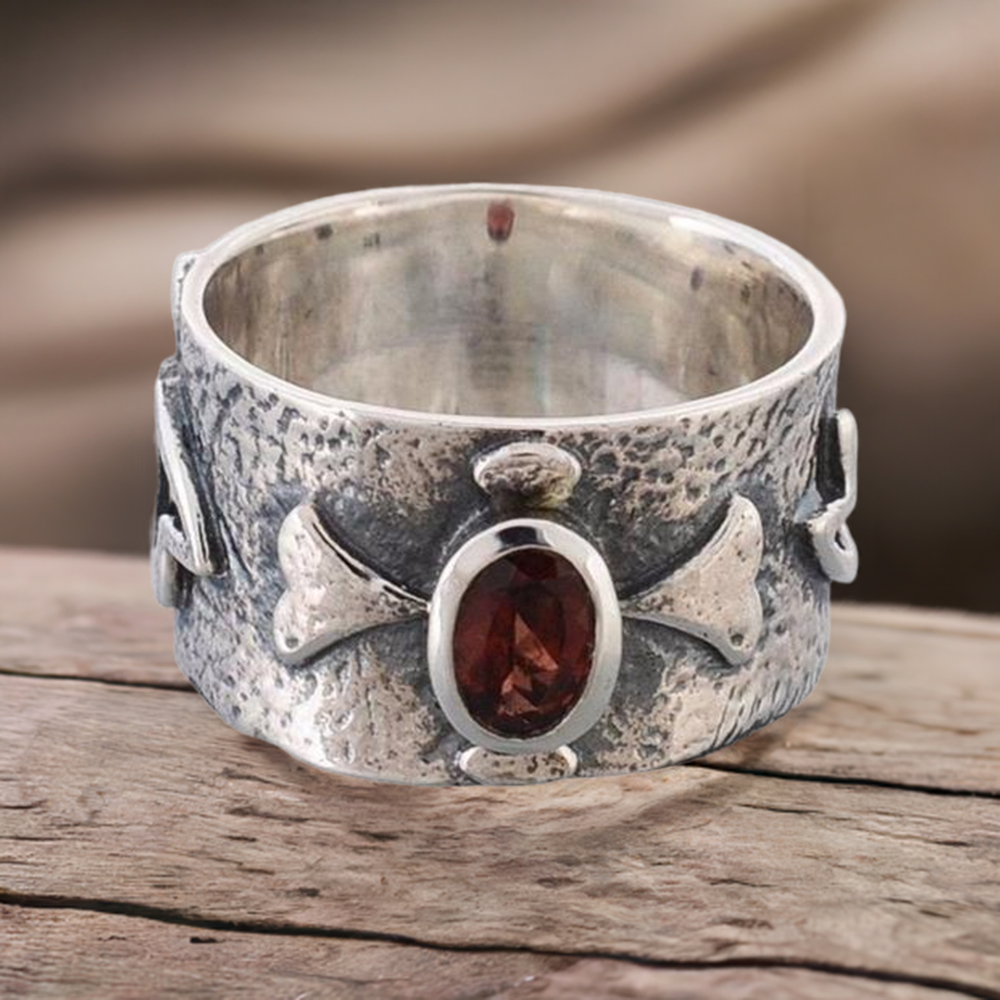 Boho Design Sterling Silver Garnet Rings Jewelry 925SR3669
