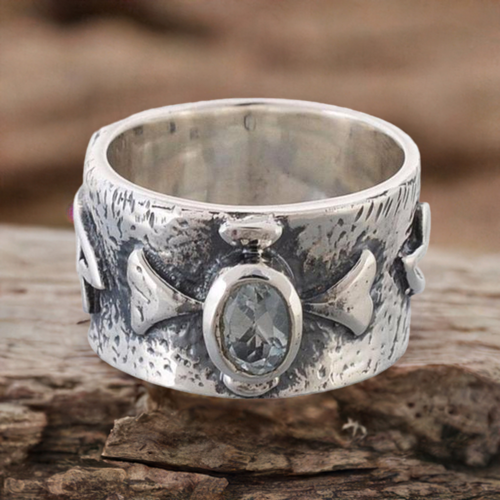 Fine 925 Sterling Silver Rings In Genuine Blue Topaz Gemstone 925SR3670