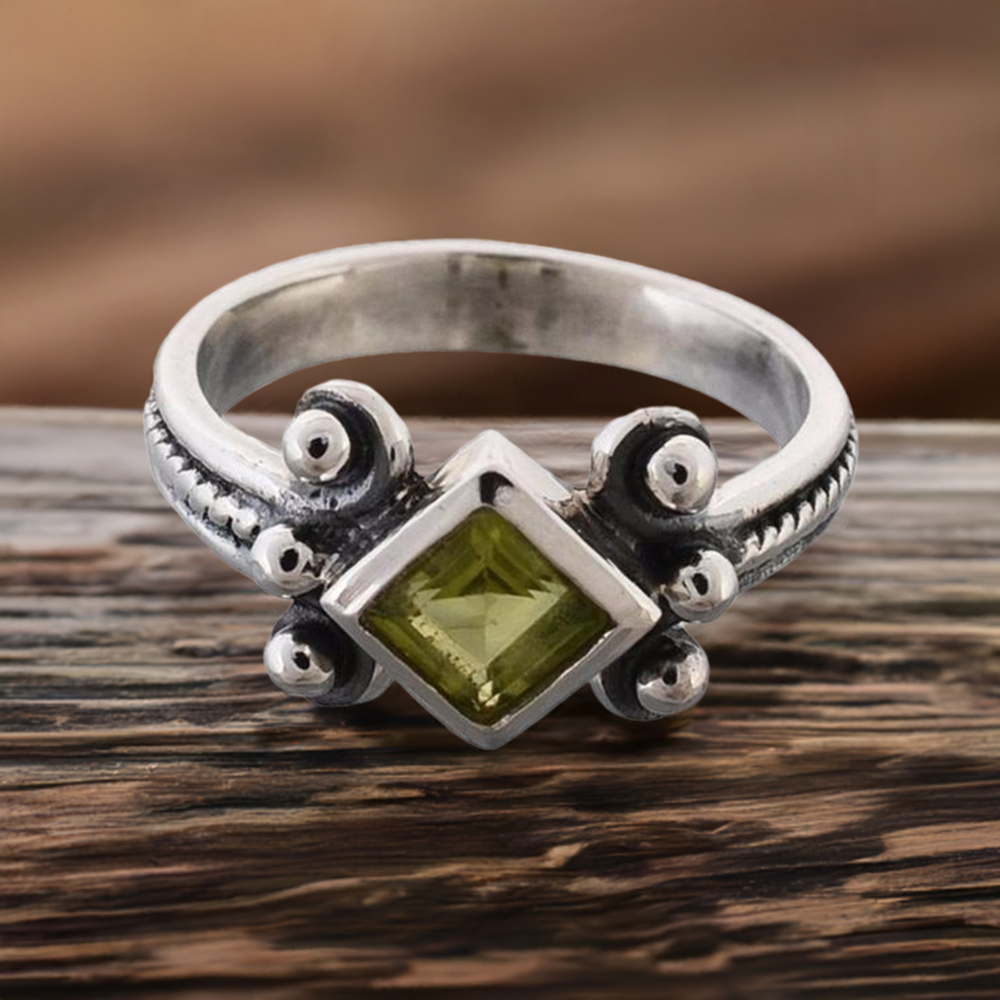 Sterling Silver Peridot Boho Design Rings 925SR3673