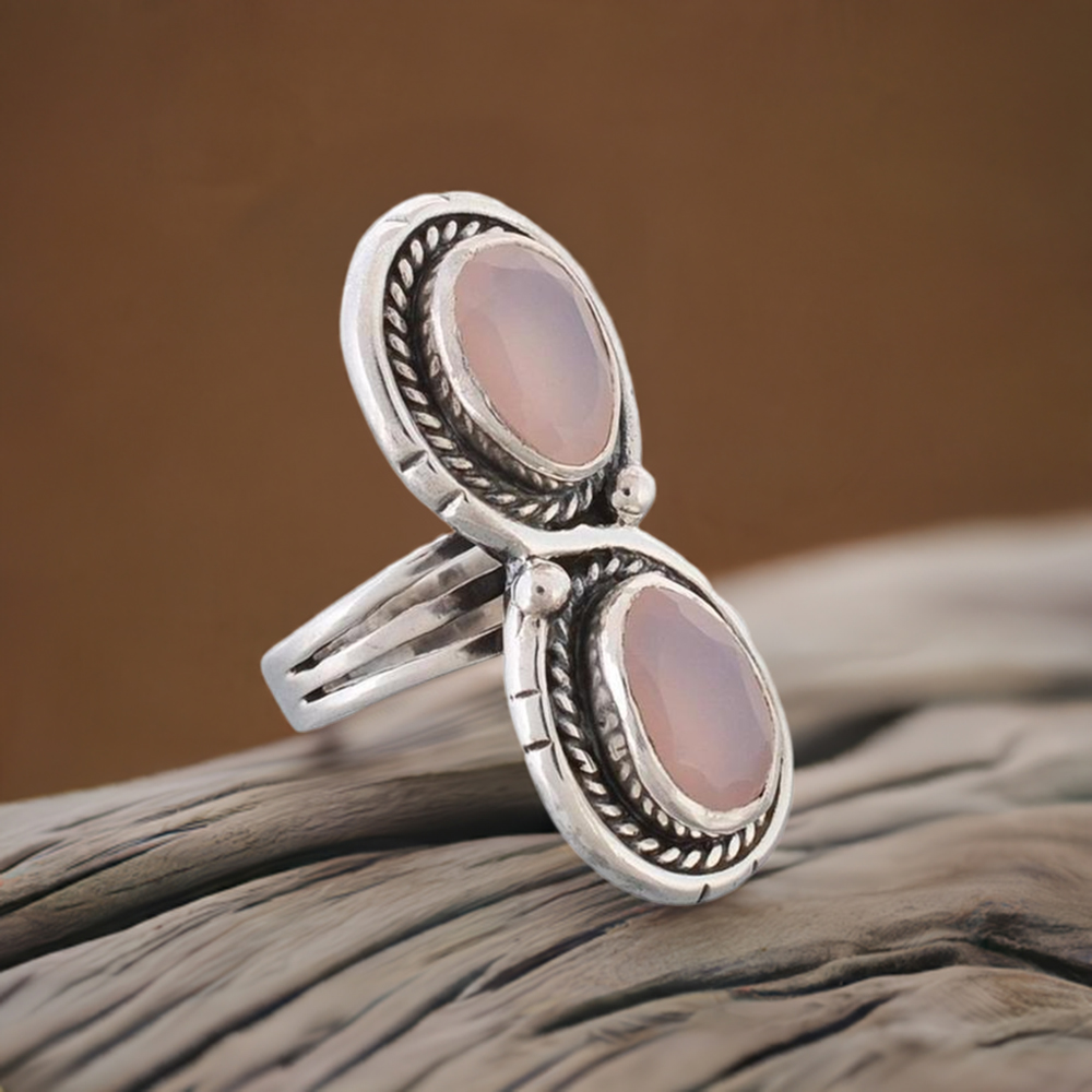 Natural Rose Quartz Gemstone Rings In Solid 925 Silver 925SR3674
