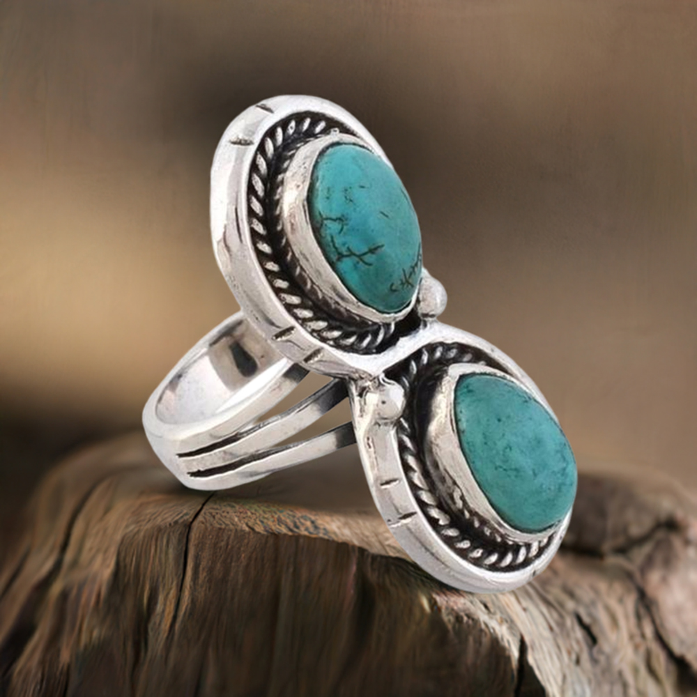 Semi Precious Turquoise Gemstone Rings In Solid 925 Silver 925SR3675
