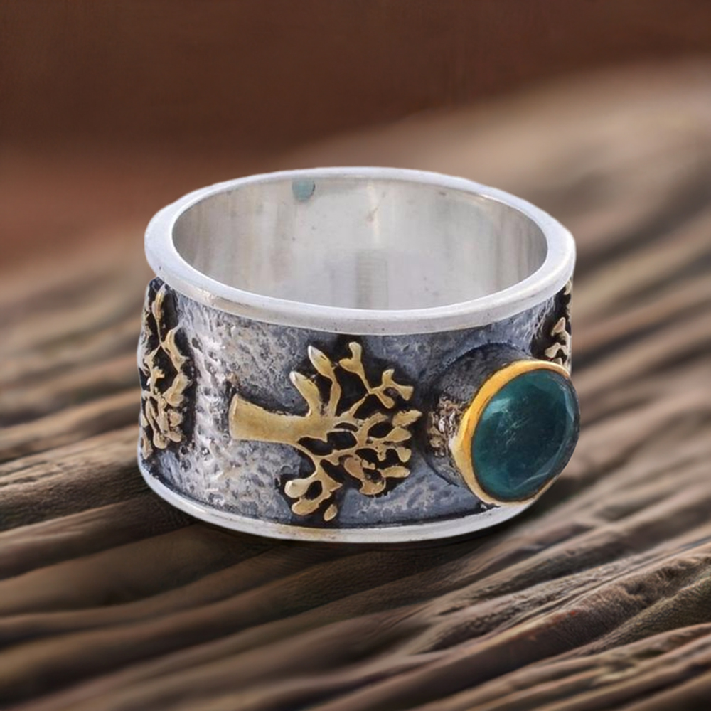 925 Sterling Silver Rings In Natural Blue Topaz Gemstone 925SR3680