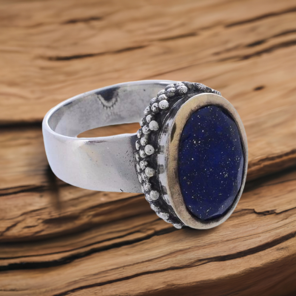 925 Sterling Silver Rings In Genuine Lapis Lazuli Gemstone