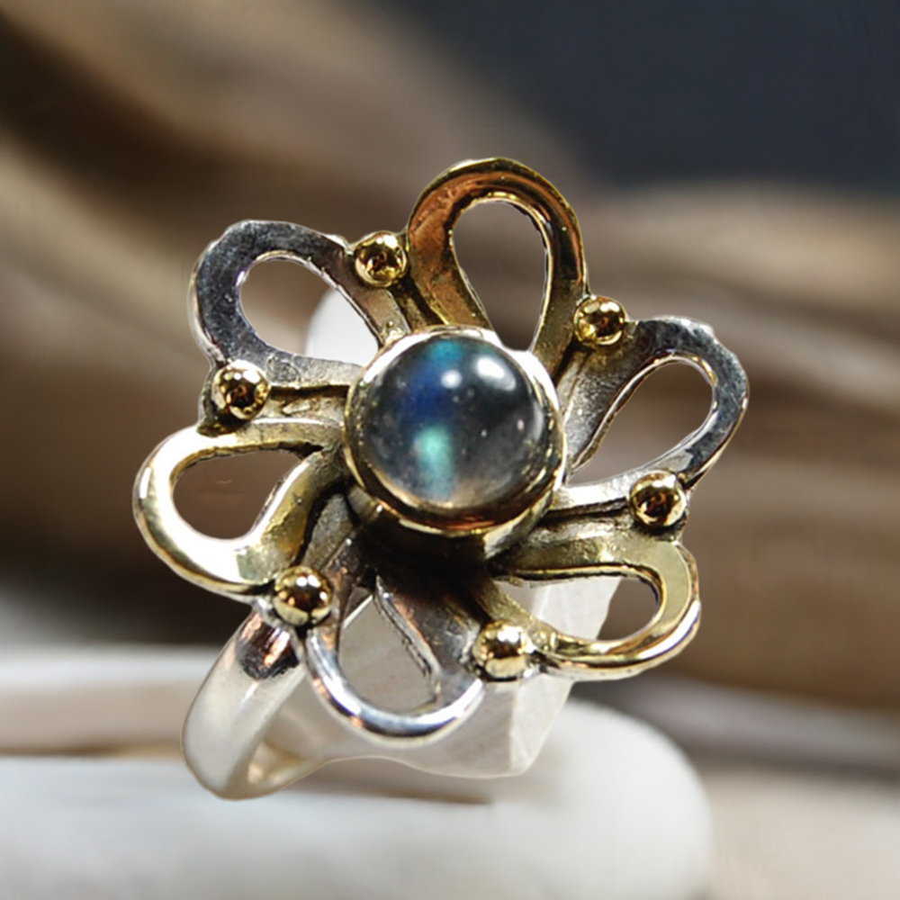 925 Sterling Silver Rings In Genuine Labradorite Gemstone 925SR3694