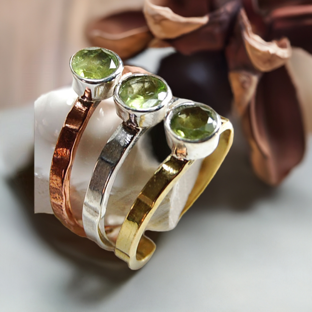 Natural Peridot Gemstone Rings In 925 Sterling Silver Jewelry 925SR3698