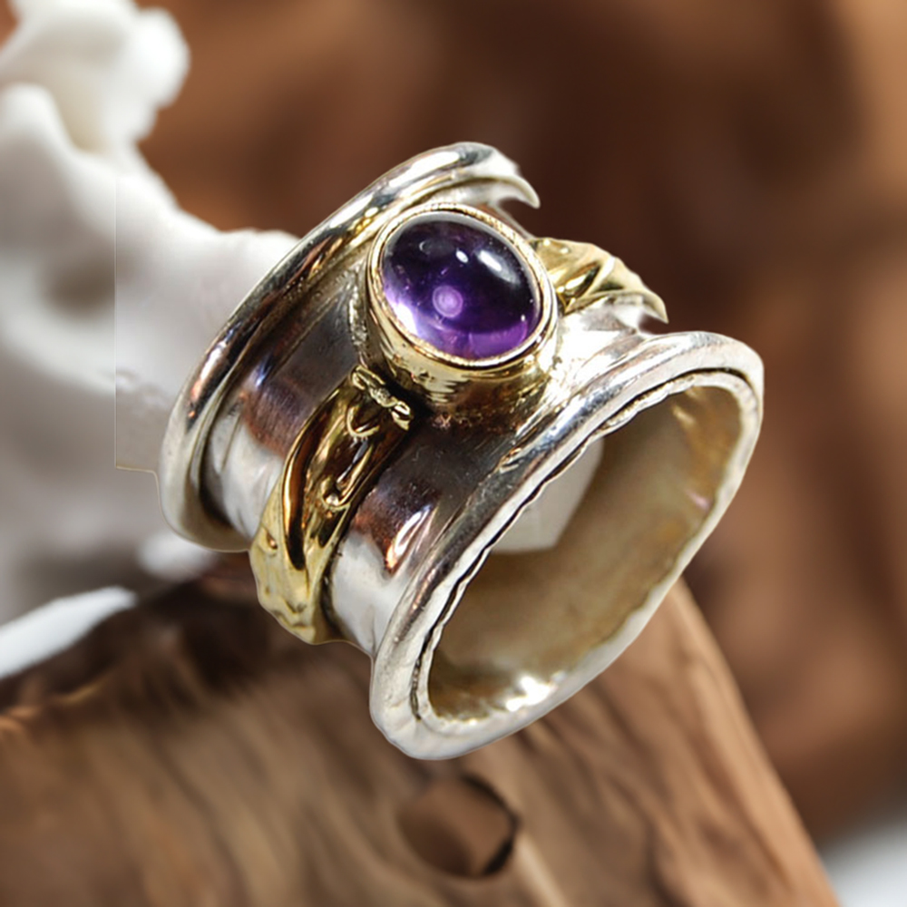 Amethyst Sterling Silver Wedding Rings 925SR3699