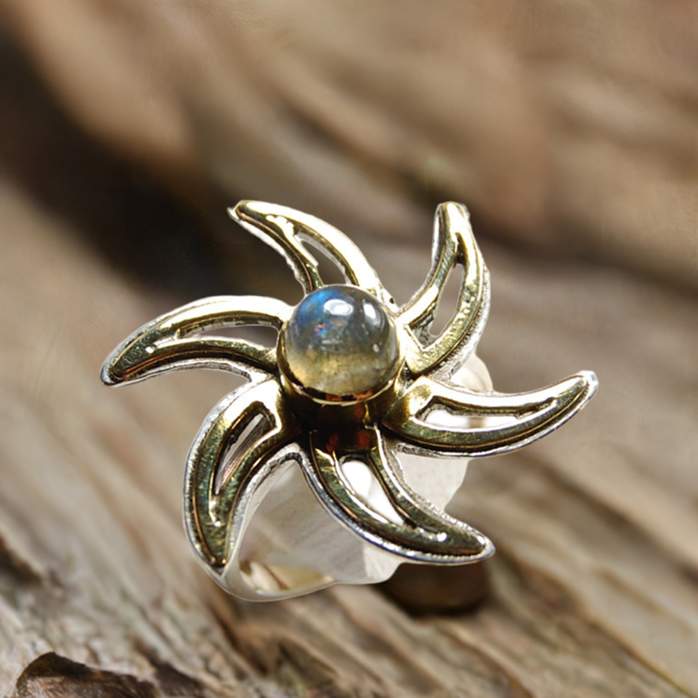 Natural Labradorite Gemstone Rings In 925 Sterling Silver Jewelry 925SR3701